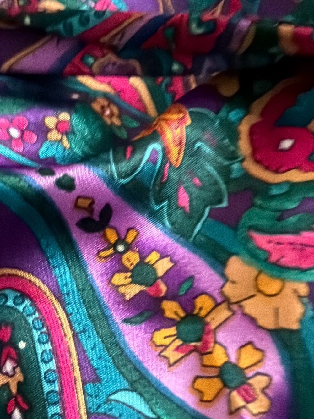 Adonna Vintage Satin Paisley Kimono Robe Size M - Picture 6 of 8